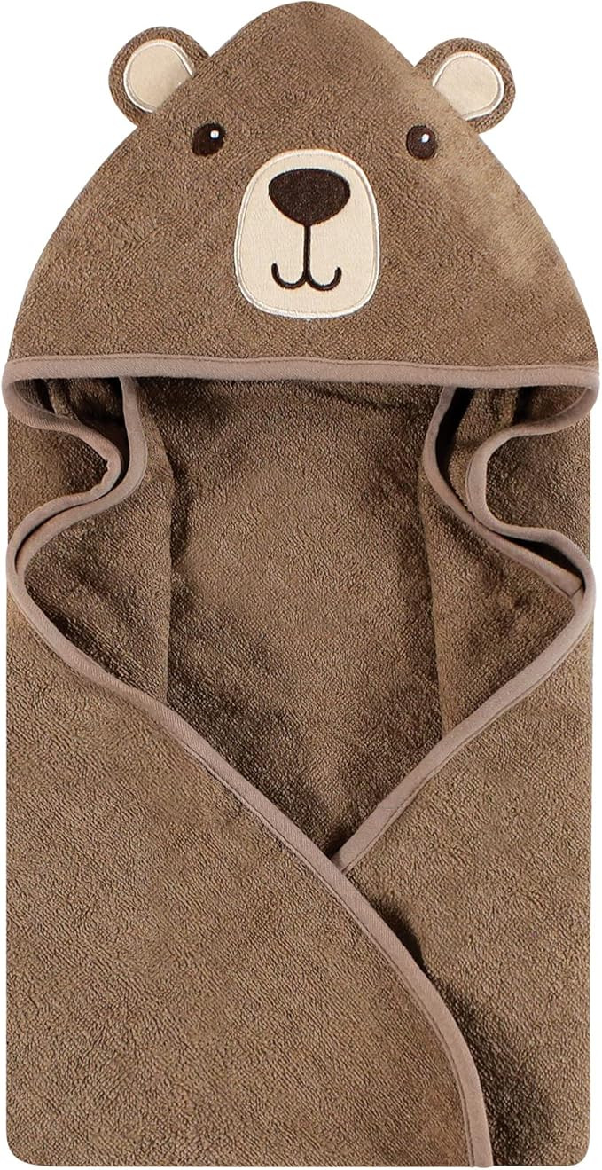 Hudson Baby Unisex Baby Cotton Animal Face Hooded Towel, Brown Bear, One Size | Amazon (US)