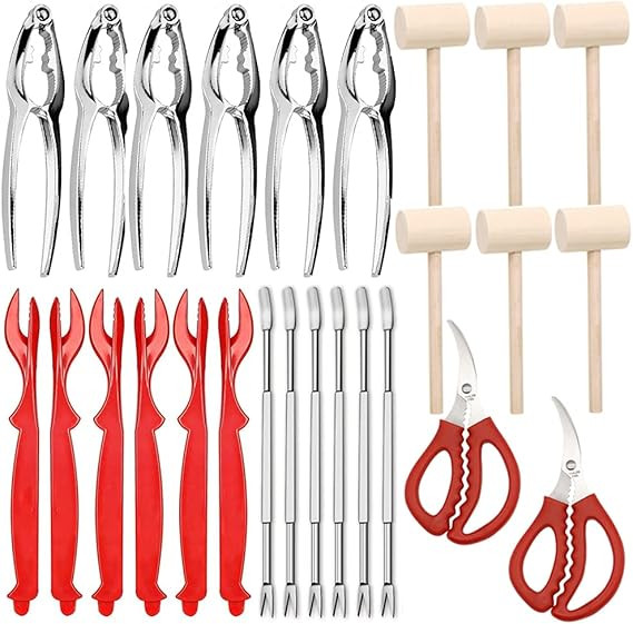 26 PCS Seafood Tools Include Crab Crackers, Seafood Scissors, Lobster Sheller, Crab Hammer,and Sh... | Amazon (US)