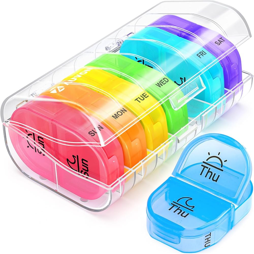 AUVON Pill Box 2 Times a Day, Weekly Pill Organizer AM PM with 7 Daily Pocket Case to Hold Vitami... | Amazon (US)
