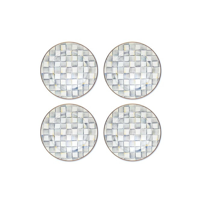 Sterling Check Chargers, Set of 4 | MacKenzie-Childs
