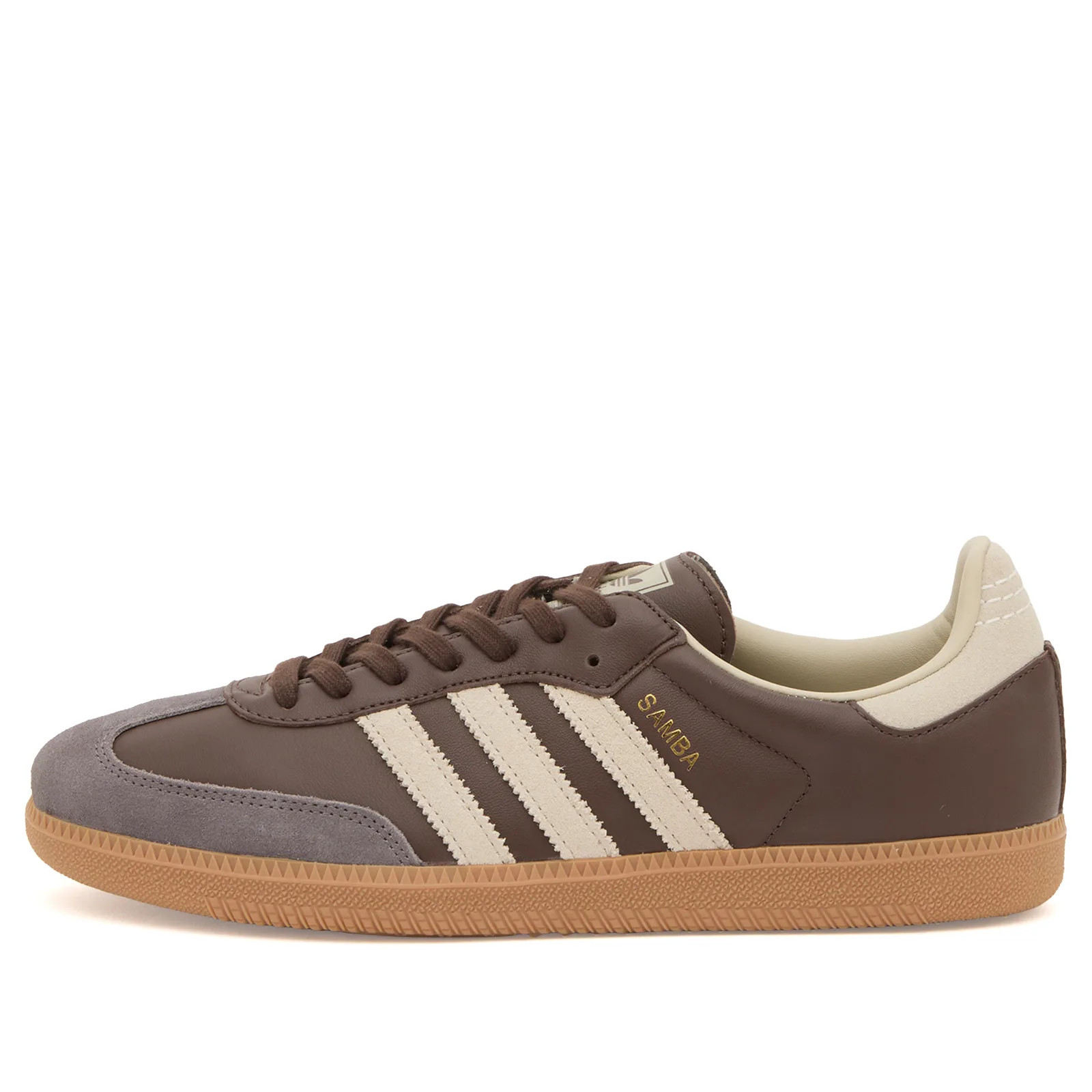 Adidas Samba OG in Brown/Putty Grey/Gold Met., Size UK 7.5 | END. Clothing