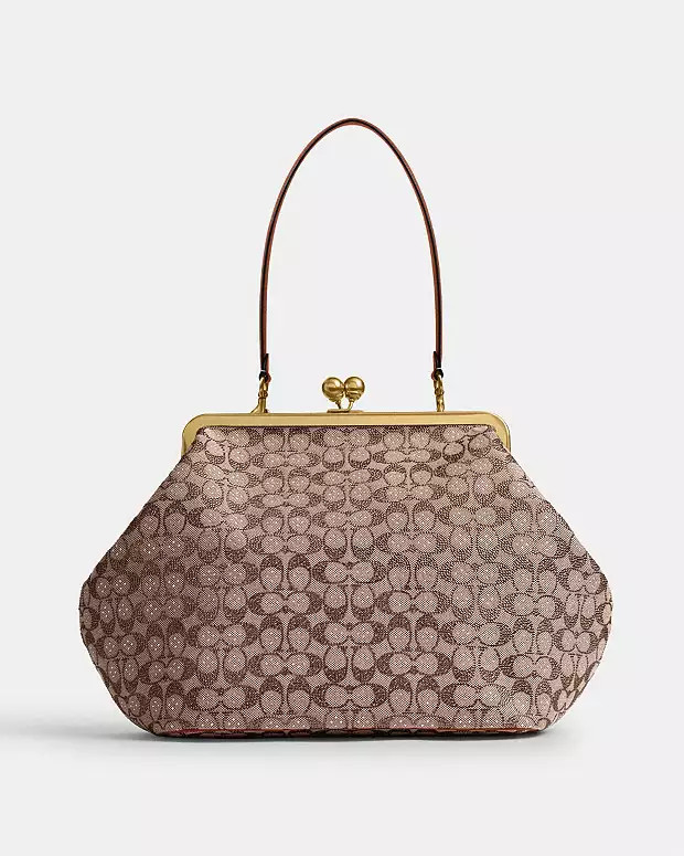 Large Kisslock Frame Bag In Crystal Signature Jacquard | Coach (US)