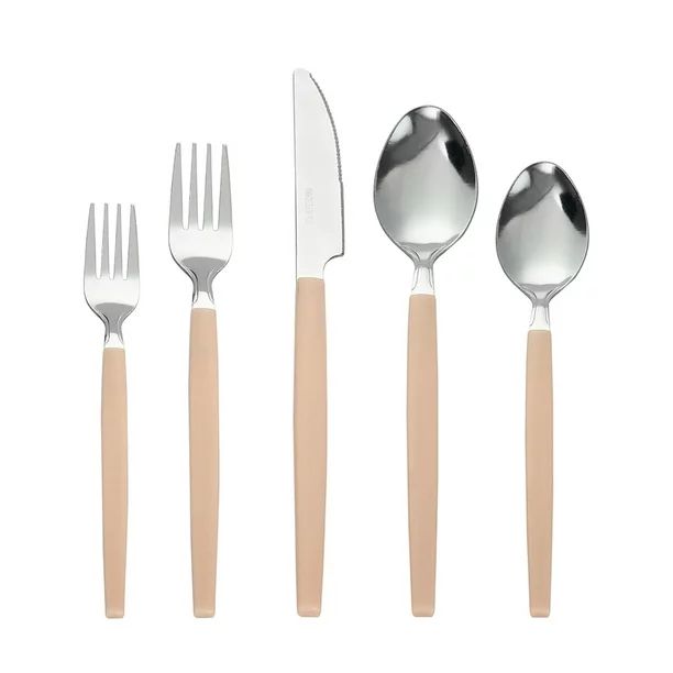 Mainstays 49 Piece Stainless Steel and Plastic Flatware Set with Tray, Cherry Blossom | Walmart (US)