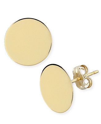 Macy's Flat Disc Stud Earrings in 14k Gold (13mm) & Reviews - Earrings - Jewelry & Watches - Macy... | Macys (US)
