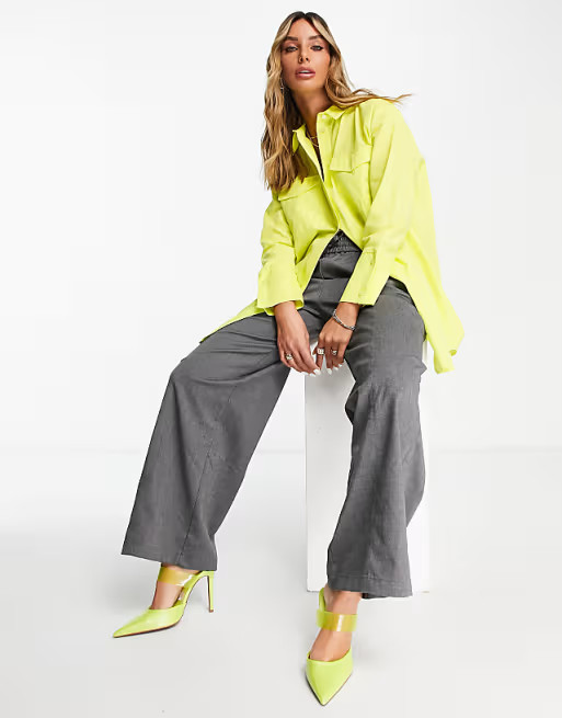 River Island oversized utility shirt in lime | ASOS (Global)