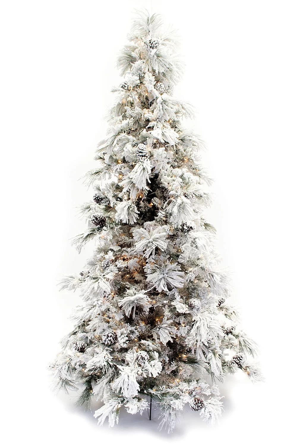 12' Flocked Long Needle Pine Tree Prelit Christmas Tree | Walmart (US)