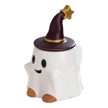 JESSBEAUTY 16oz Halloween Ghost Mug with Purple Wizard Hat, Ceramic Ghostface Coffee Mug, Halloween Cute Cartoon Ghosts Mugs, Halloween Gift for Family and Friends | Walmart (US)