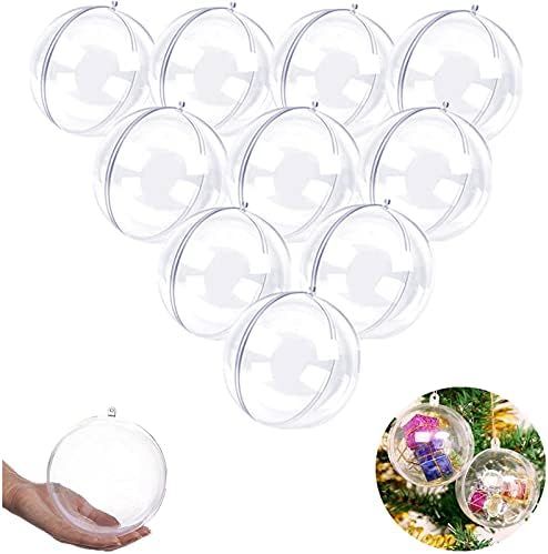 UNIQLED Clear Plastic Fillable Christmas DIY Craft Ball Ornament - Pack of 10 (80mm) | Amazon (US)