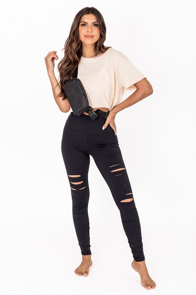 Counting The Hours Black Cutout Leggings DOORBUSTER | Pink Lily