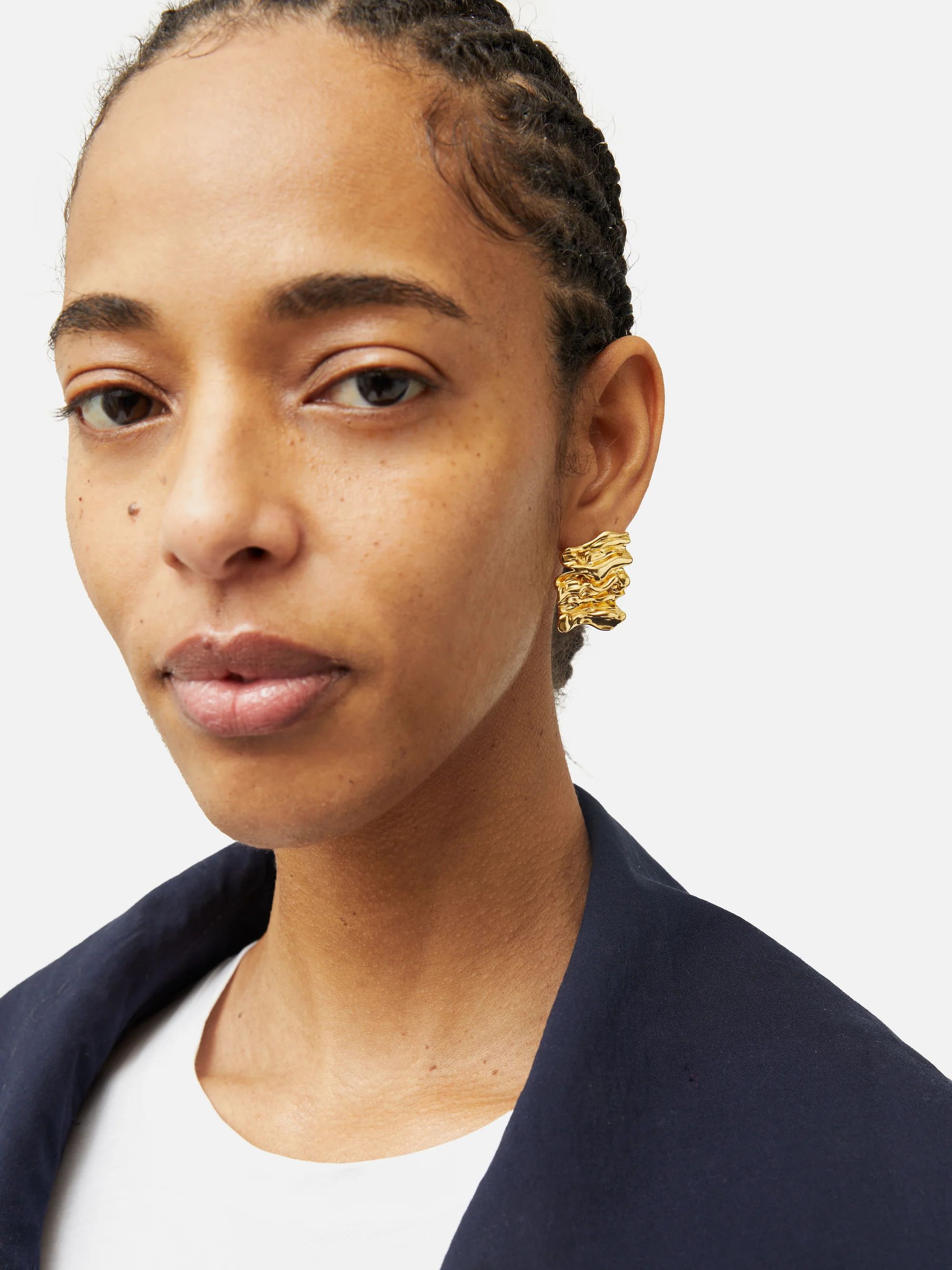 Crumpled Textured Earring  | Gold | Jigsaw (UK)