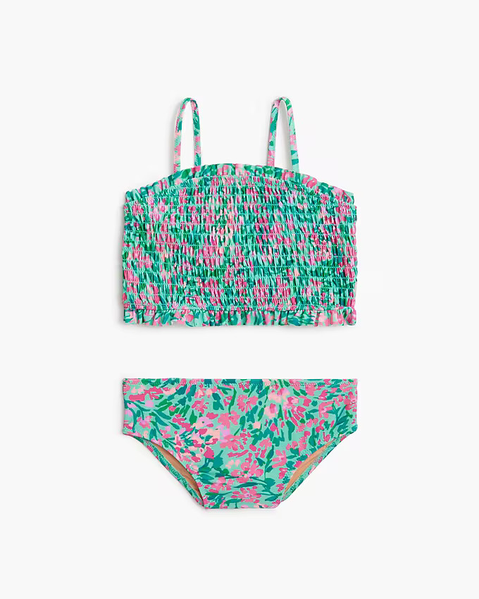 Girls' floral smocked bikini set | J.Crew Factory