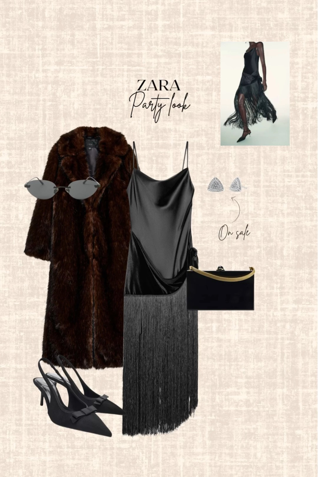 Zara party look! 

Holiday dress, coat, sunglasses, clutch, heels, earrings 

#LTKFindsUnder100 #LTKootd #LTKHoliday