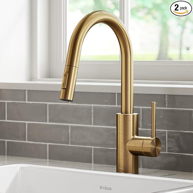 Kraus KPF-2620BB Oletto Kitchen Faucet, 15 1/8 Inch, Brushed Brass | Amazon (US)