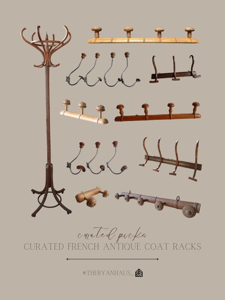 French antique coat racks and hooks! I love how unique these pieces are in both finish and shape. The curved lines are stunning! 

#LTKhome #LTKstyletip