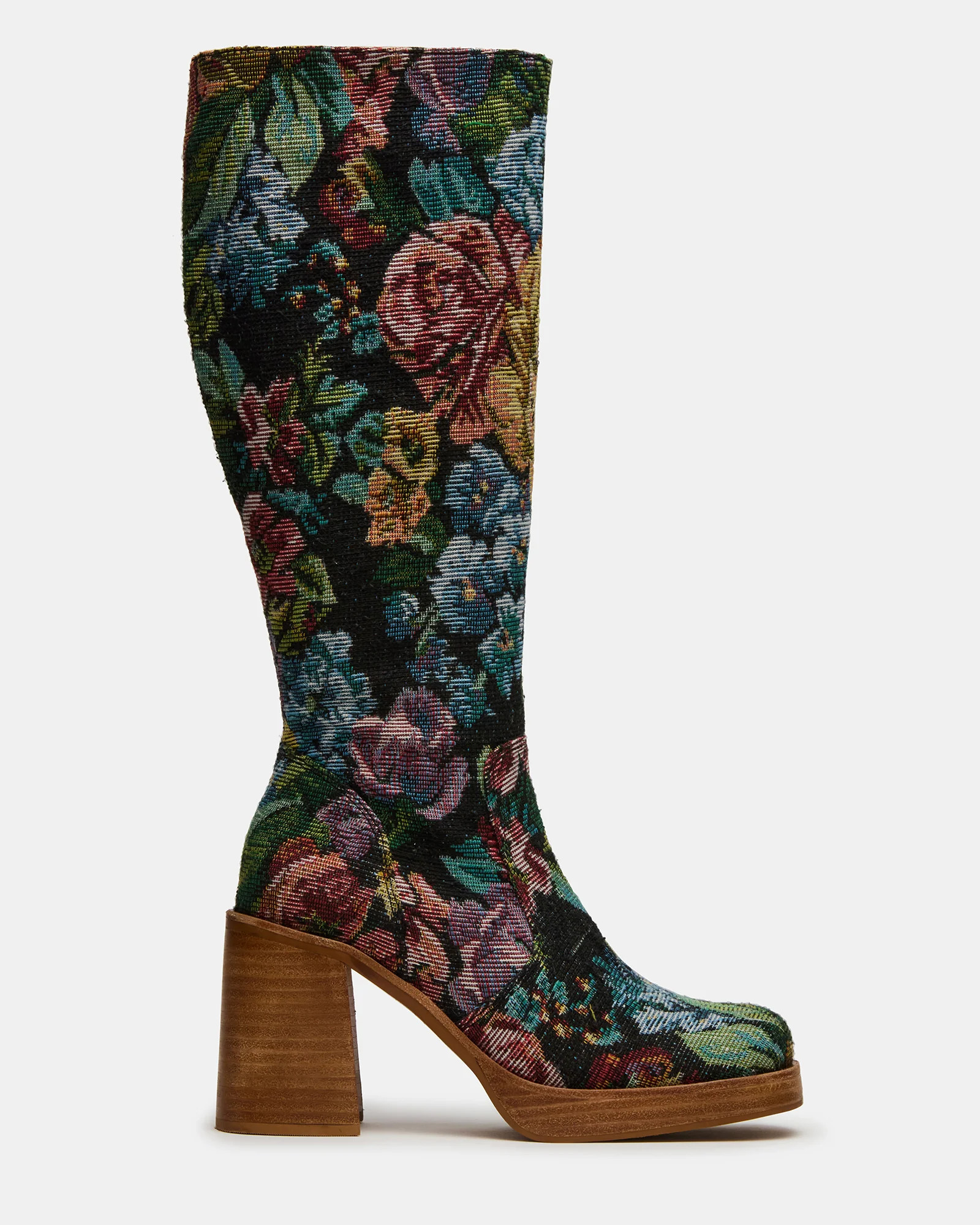 FOLIE Tapestry Square-Toe Block Heel Knee-High Women's Boot | Steve Madden (US)