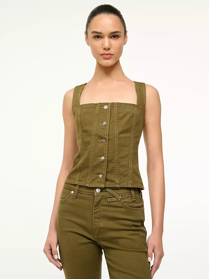 Wrangler + STAUD Trucker Top in Sergeant Green | Wrangler