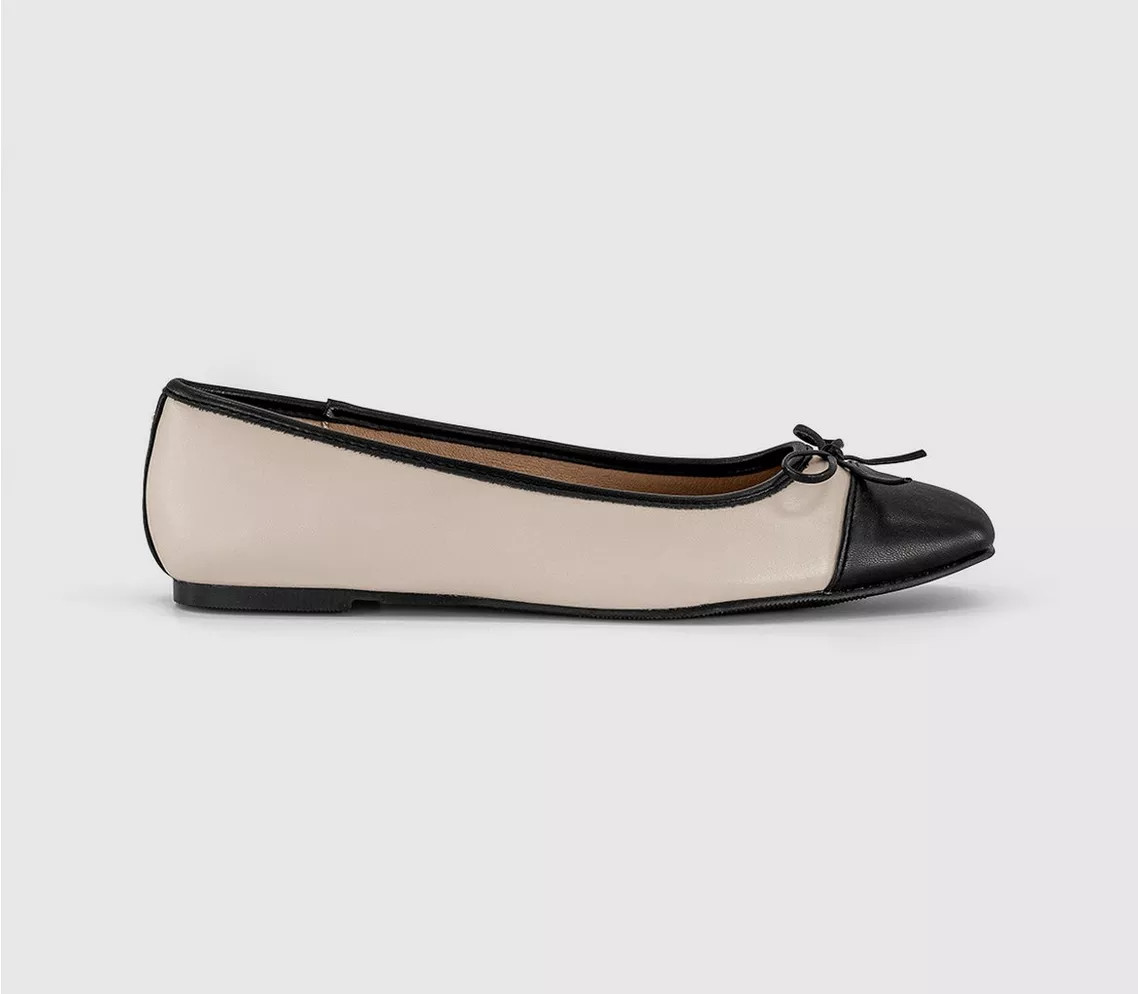 OFFICE Fan Girl Square Toe Bow Ballet Pumps Off Whiteblack - Flat Shoes for Women | Office Shoes (UK)