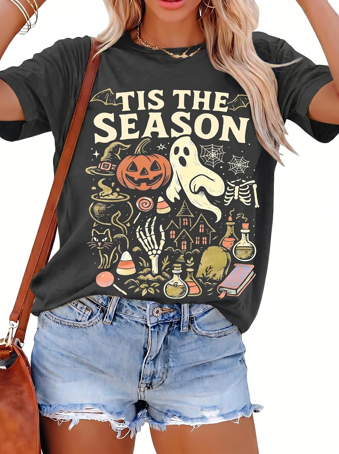 Halloween Shirt for Women Tis The Season Ghost Pumpkin T-Shirt | Amazon (US)