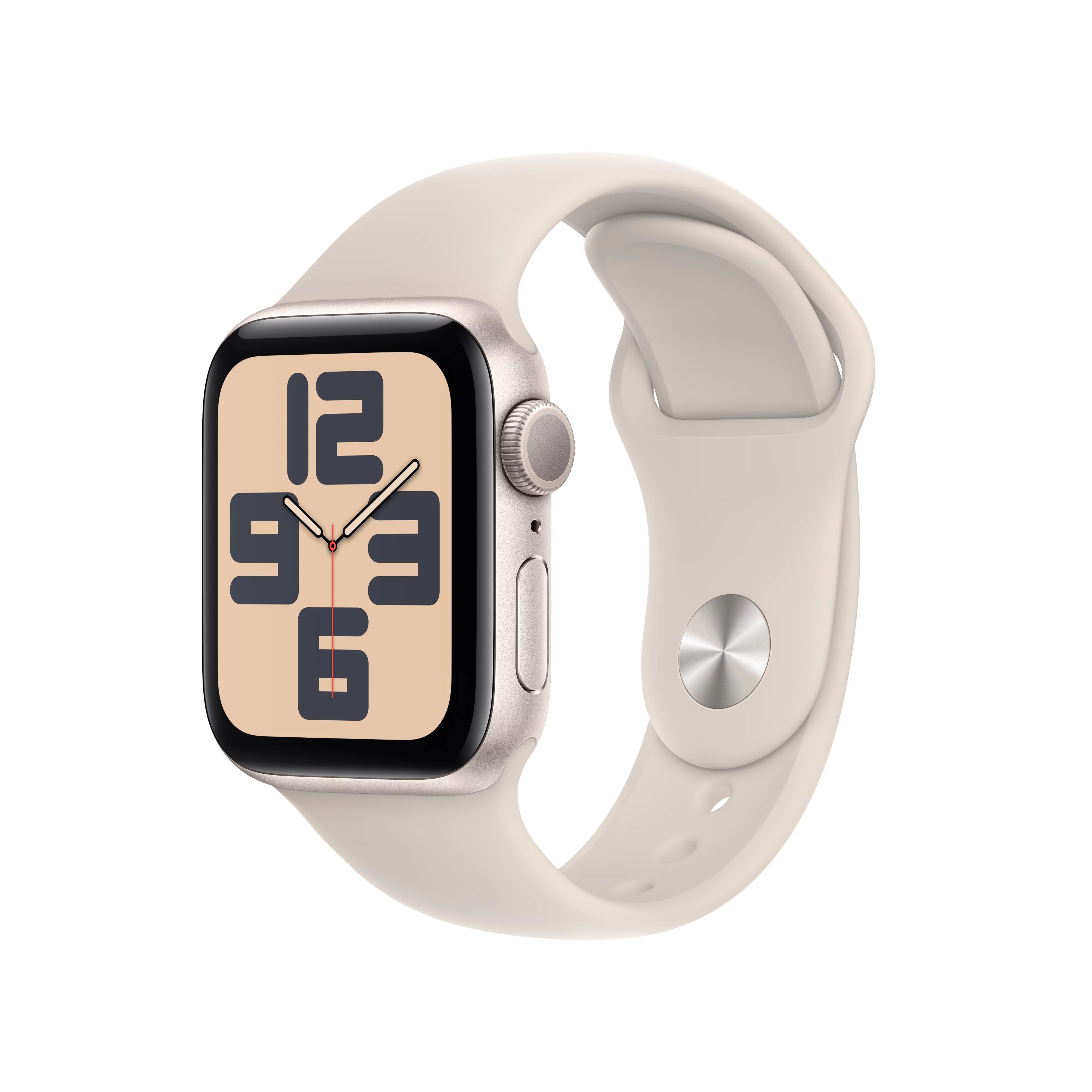 Apple Watch SE (2023) GPS 40mm Starlight Aluminum Case with Starlight Sport Band - M/L | Walmart (US)