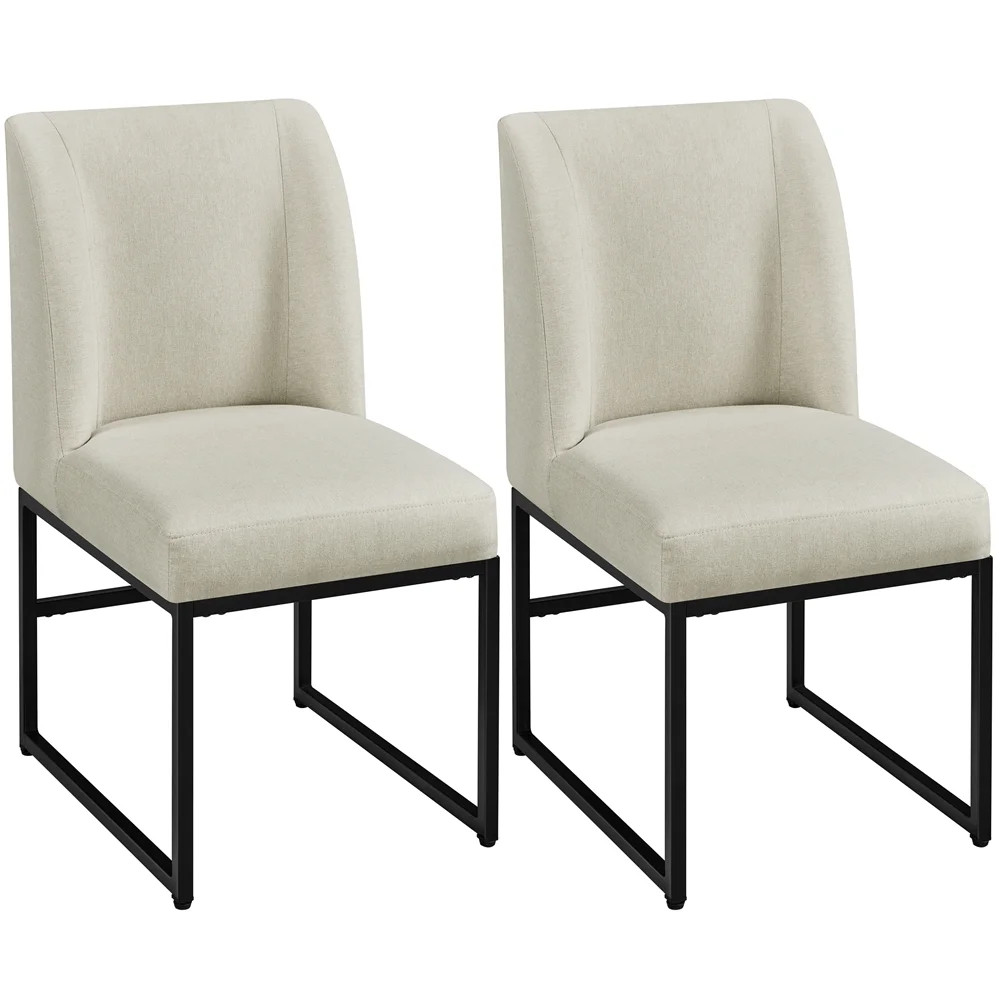 Alden Design 2pcs Modern Upholstered Fabric Dining Chairs for Dining Room, Beige | Walmart (US)
