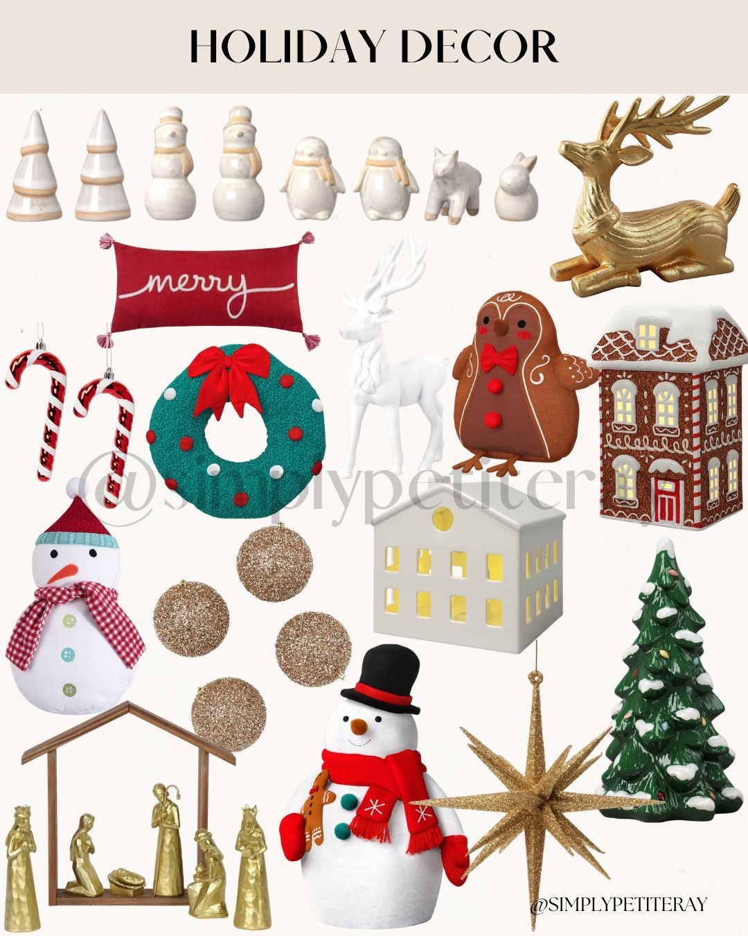 🏠 HOLIDAY Decor Board: Festive & Chic Farmhouse Style! 🎄

Transform your home into a whimsical winter wonderland with these charming accents! ✨

We are obsessed with this beautiful mix of classic Christmas cheer and modern farmhouse elegance. Decorate your mantle with a set of sleek ceramic white snowmen, penguins, and trees, or the gorgeous gold reindeer figurine. Add a pop of festive color with a teal textured wreath featuring a bright red bow and a deep red "merry" throw pillow. For a playful touch, include the large, plush snowman and gingerbread man pillows, and complete the scene with gold glitter ornaments and a stunning ceramic gingerbread house luminary!

#HolidayDecor
#ChristmasDecor
#FarmhouseChristmas
#WhimsicalDecor
#ChristmasInspo
#HomeDecor
#CeramicDecor
#GingerbreadHouse
#Snowman
#HolidayStyling
#LTKHome
#FestiveVibes
#MantelDecor
#WinterWonderland
#Reindeer


#LTKHome #LTKFindsUnder50 #LTKHoliday
