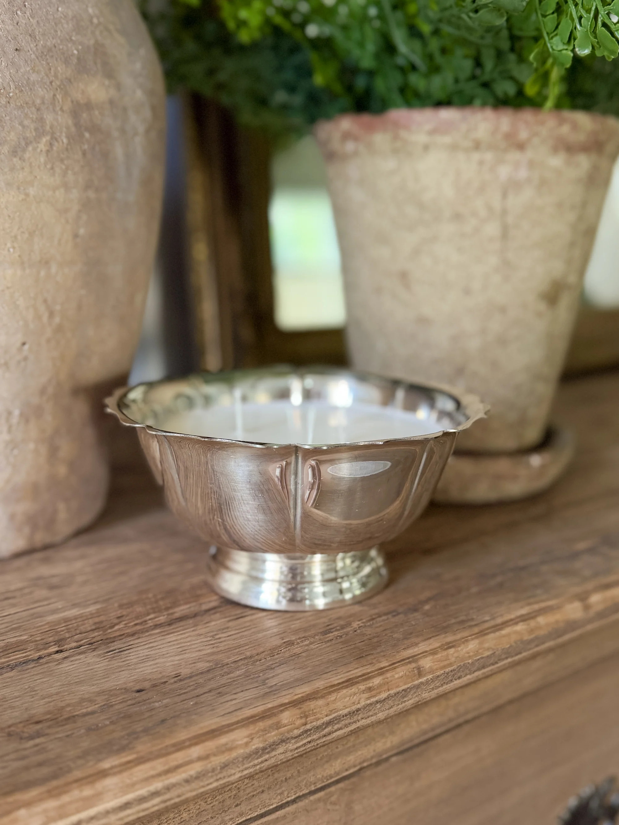 Fluted Silver Plate Bowl Candle | Cottage and Key