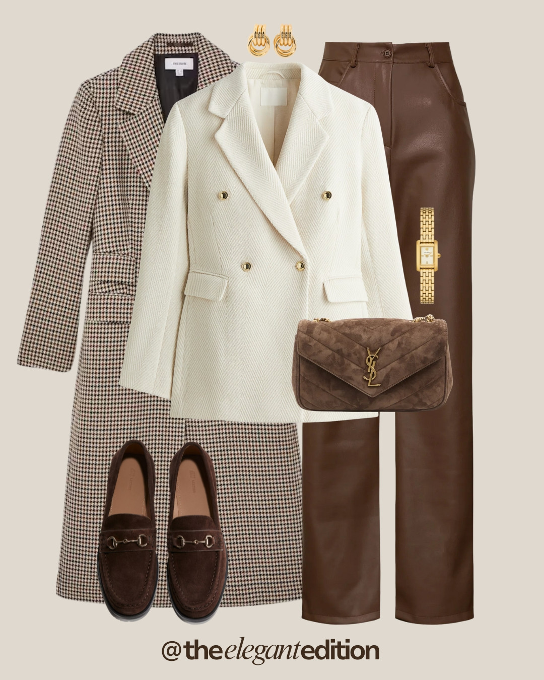 Houndstooth pattern mixing office look
Check coat and skirt, cream blazer, brown pants, loafers

#LTKeurope #LTKstyletip #LTKworkwear #houndstooth #officestyle #patternmixing 

 #LTKwinter #LTKworkwear #LTKstyletip
