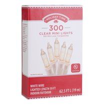 Holiday Time Indoor and Outdoor Clear Mini Christmas Lights, 59', 300 Count, White Wire | Walmart (US)