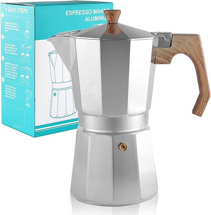 wedrink Stovetop Espresso Maker Aluminum Moka Pot 9 Espresso Cup-15.2OZ Cuban Coffee Maker Stove ... | Amazon (US)
