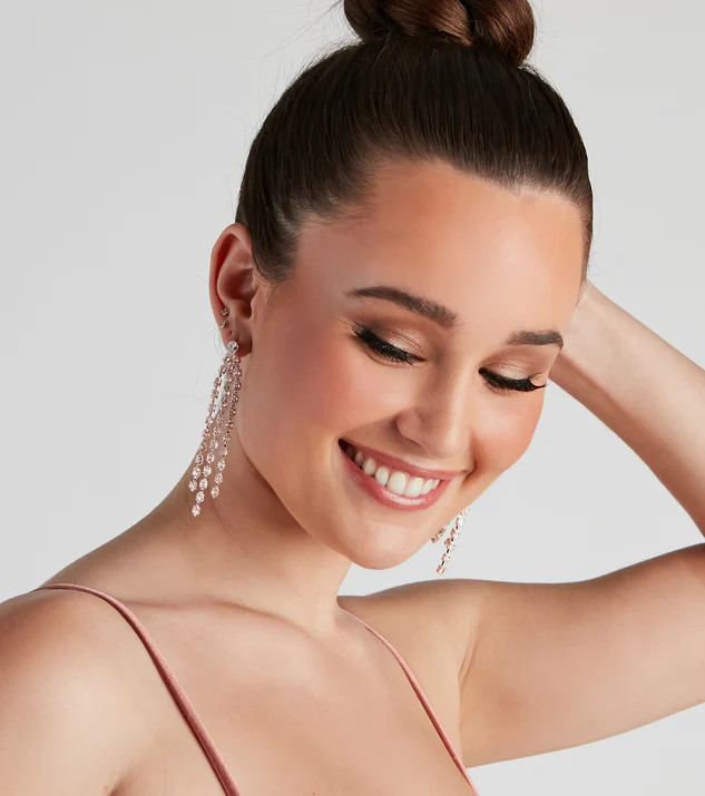 Chic Elegance Cubic Zirconia Fringe Earrings | Windsor Stores