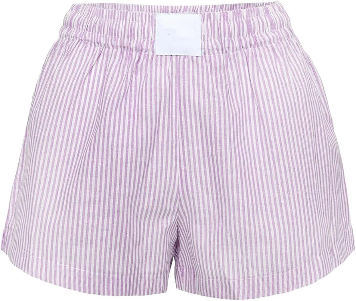 Y2k Women Pajamas Shorts Low Rise Pj Sleep Shorts Plaid Boxer Sleeping Shorts Sleepwear Micro Bot... | Amazon (US)