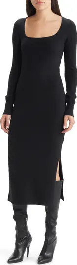 French Connection Babysoft Square Neck Long Sleeve Midi Dress | Nordstrom | Nordstrom