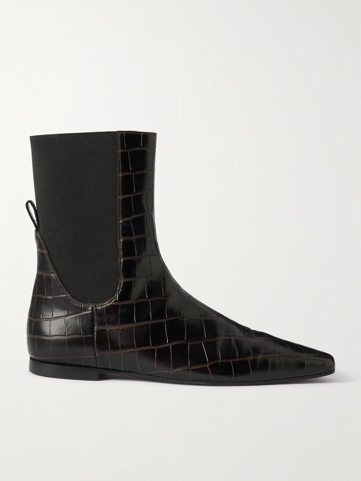 TOTEME - Croc-effect Leather Ankle Boots - Brown | NET-A-PORTER (US)