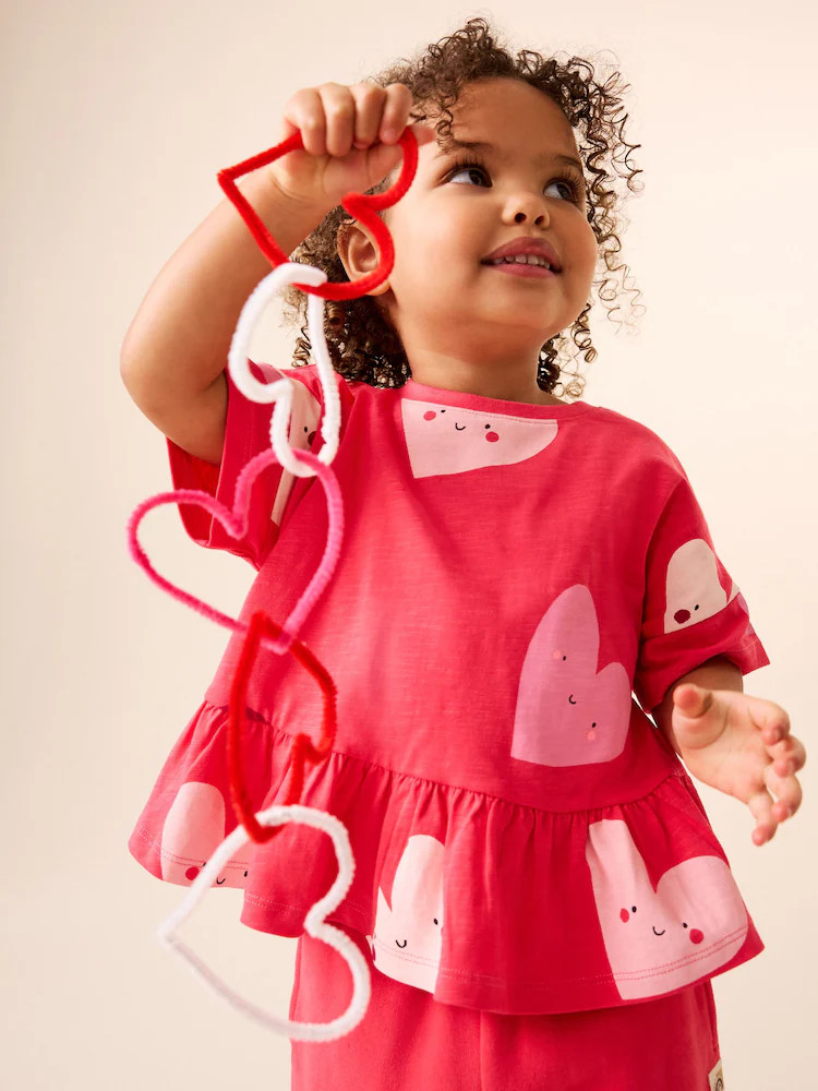 Red Heart Short Sleeve Peplum T-Shirt (3mths-7yrs) | Next US