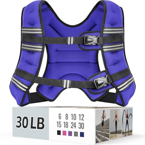 Zeerun Weighted Vest for Women & Men with Reflective Stripe and Adjustable Buckle, Comfortable & Durable Rucking Vest for Walking, Running & Strength Training, 30LBS-Purple | Amazon (US)