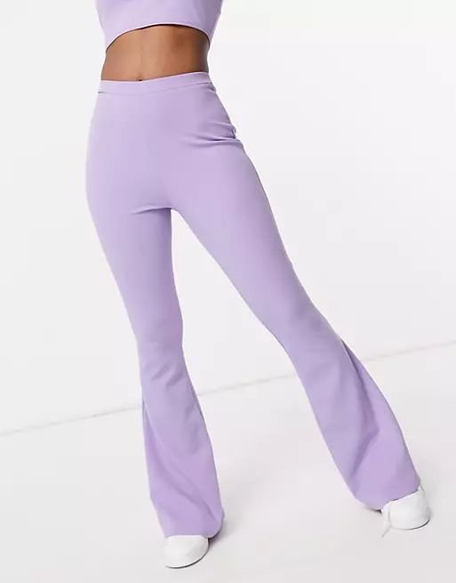 ASOS DESIGN Hourglass jersey kick flare suit trousers in lilac | ASOS (Global)