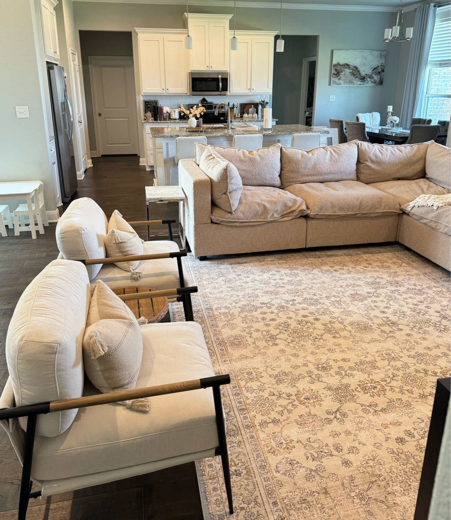 Rug + couch + chairs & accent pillows 

#LTKHome