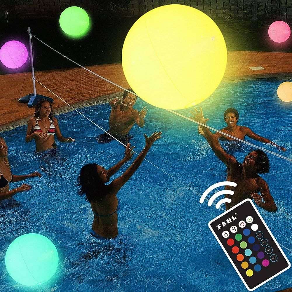 Pool Toys - LED Beach Ball with Remote Control - 16 Colors Lights and 4 Light Modes, 100ft Contro... | Amazon (US)