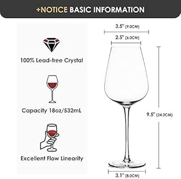 Hand Blown Italian Style Crystal Bordeaux Wine Glasses - Great Gift Packaging - Red Wine Glasses ... | Amazon (US)