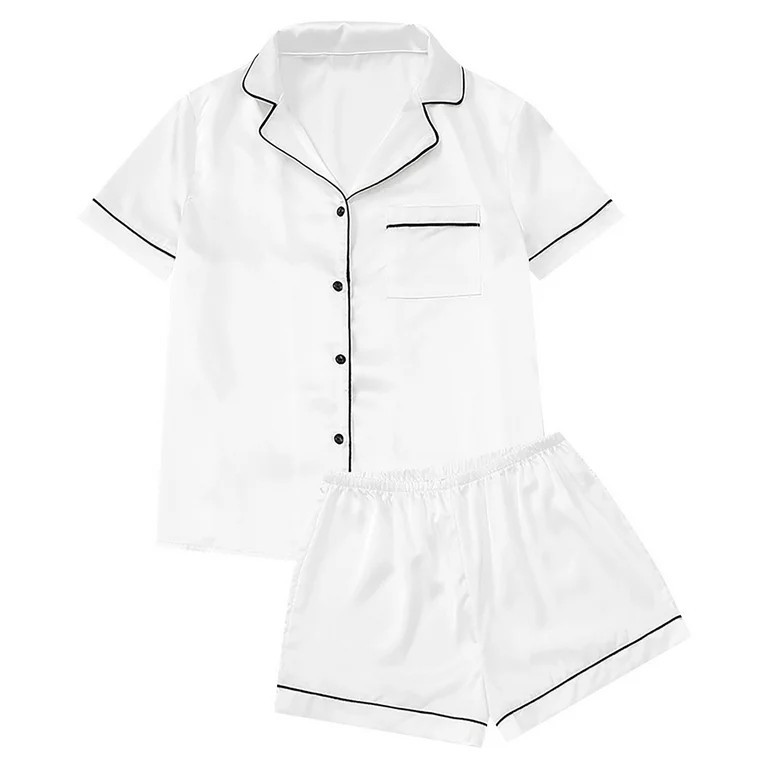 Baqcunre Satin Silk Loungewear Sets Sleepwear Womens Set Button Down Pajamas Two Piece Women Suit... | Walmart (US)