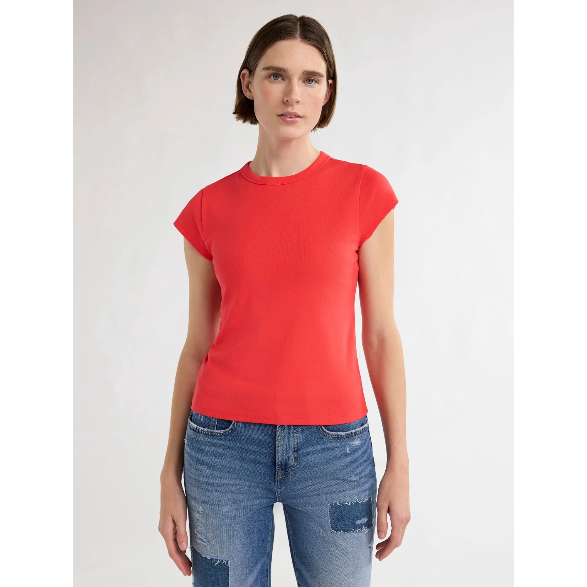 Free Assembly Women's and Women's Plus Cap Sleeve Tee, Sizes XS-4X | Walmart (US)