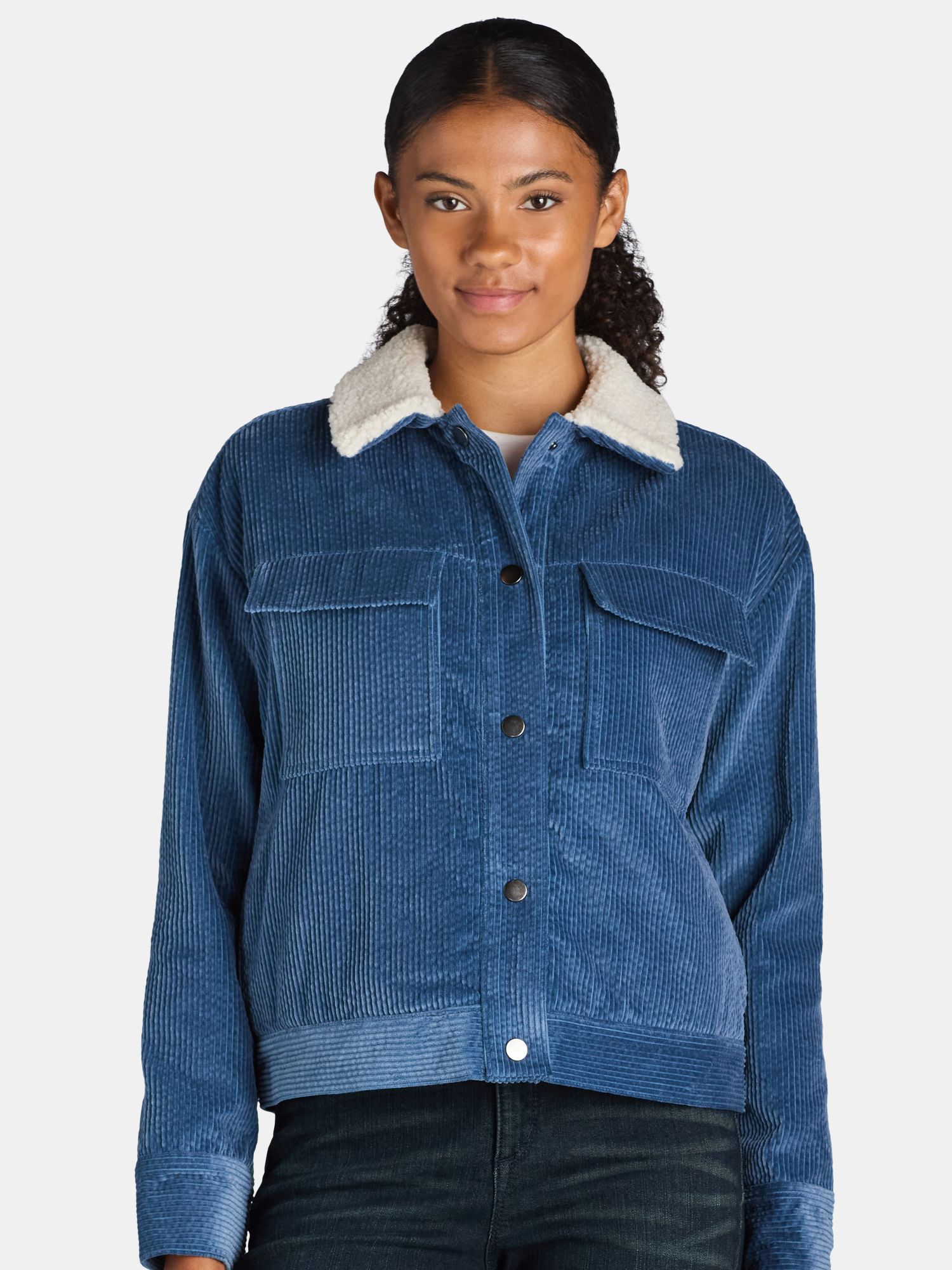 Time and Tru Women’s and Women’s Plus Corduroy Utility Jacket, Sizes XS-3X | Walmart (US)