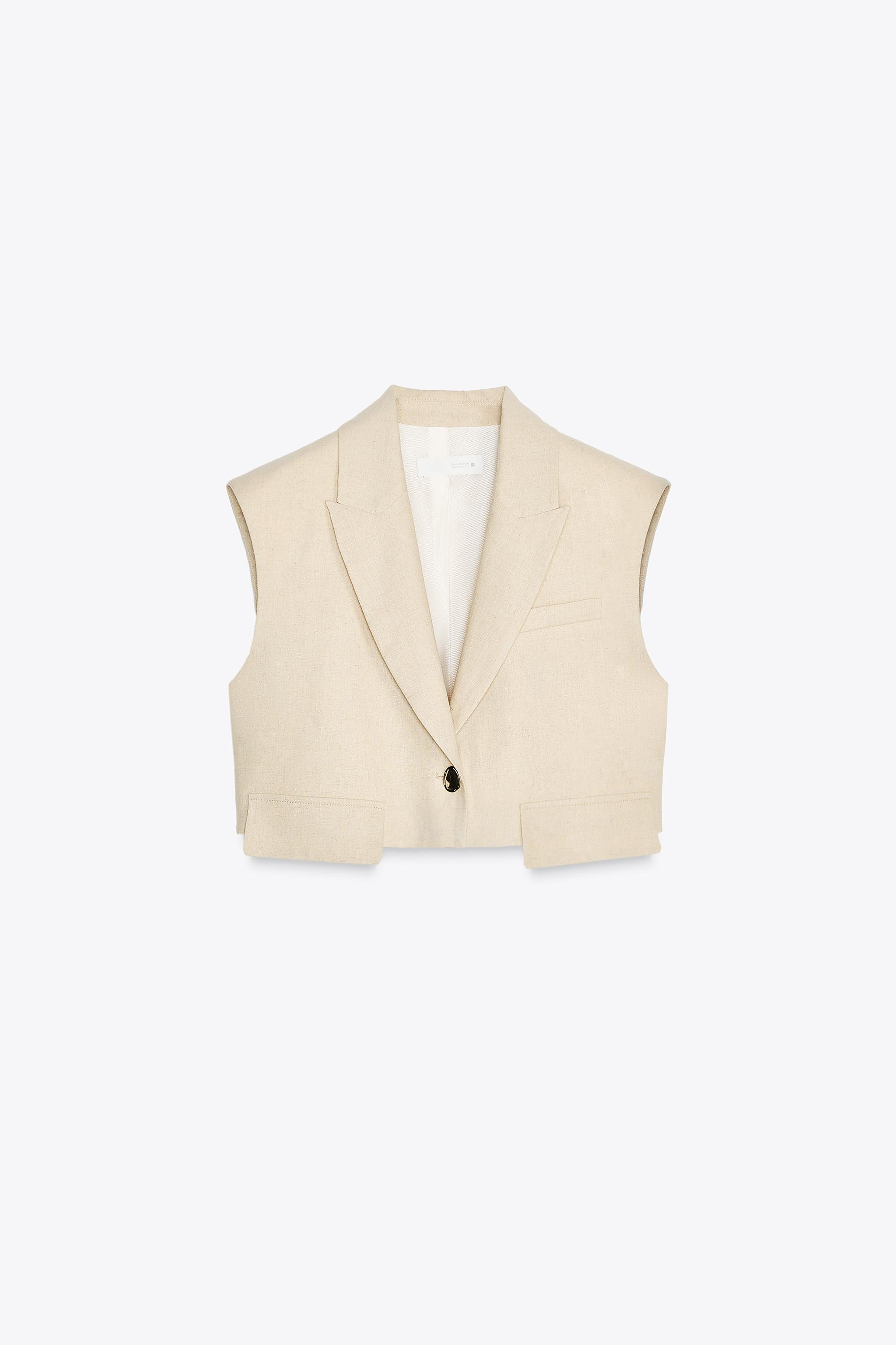 LINEN BLEND SHORT VEST | Zara US