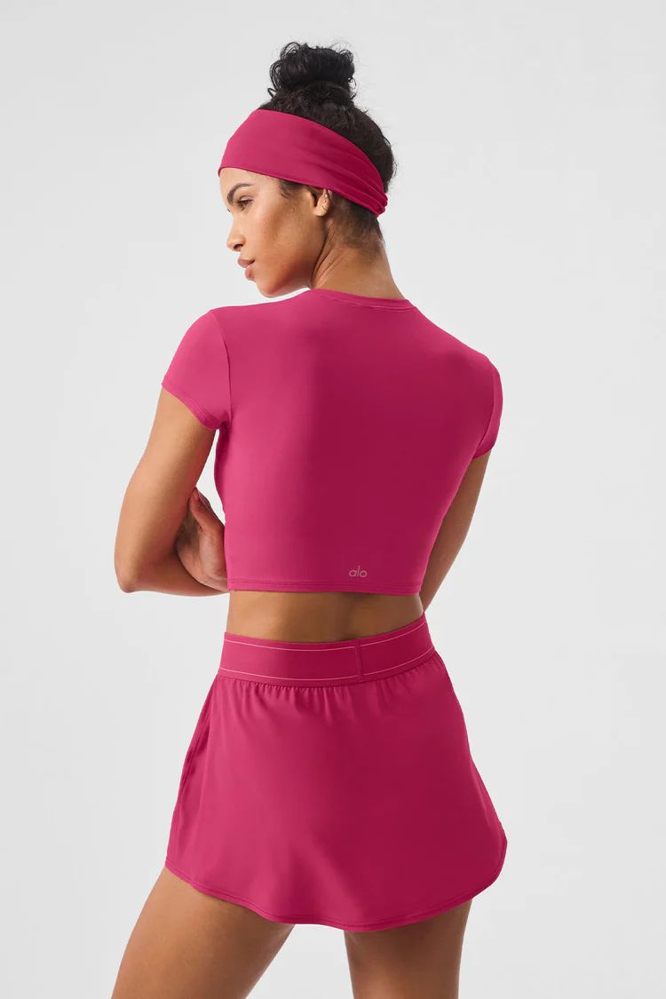Alosoft Crop Finesse Short Sleeve - Pink Summer Crush | Alo Yoga