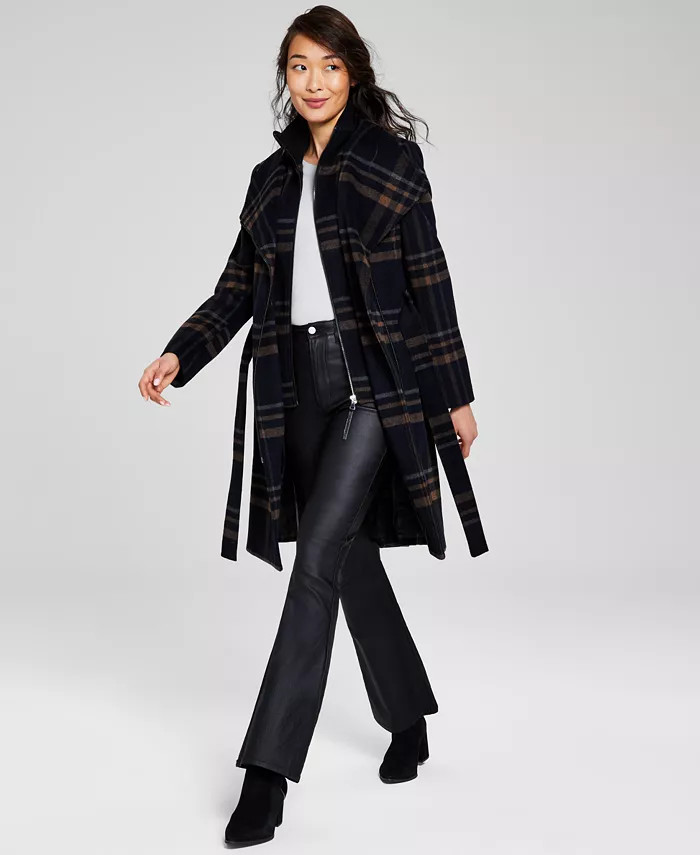 Women's Wool Blend Belted Wrap Coat, Regular & Petite, Created for Macy's | Macy's