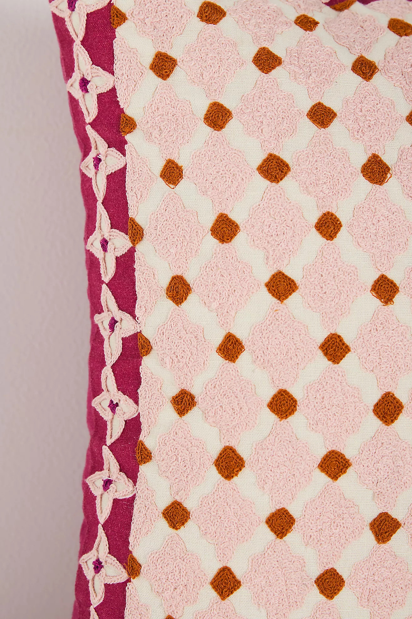 Freya Linen Embroidered Geometric Pillow | Anthropologie (US)