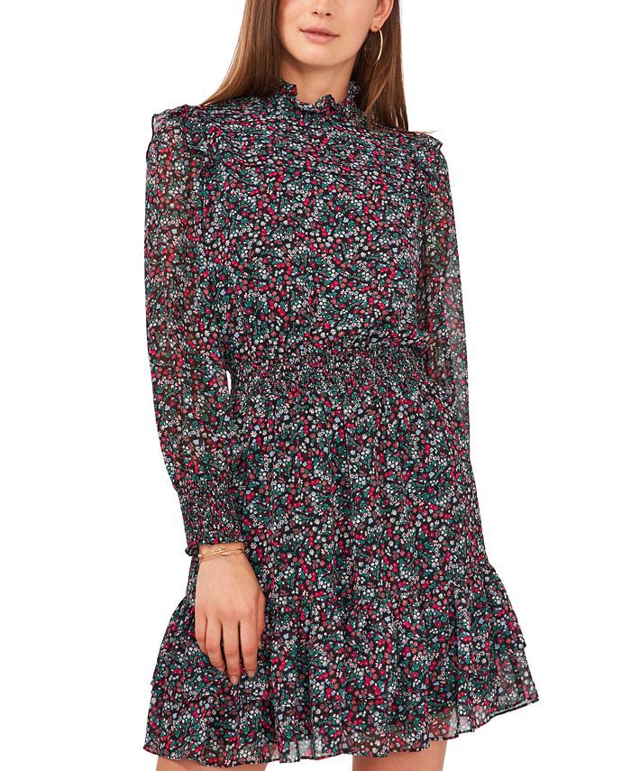 MSK Printed Smocked-Waist Pleated-Yoke Fit & Flare Dress & Reviews - Dresses - Women - Macy's | Macys (US)