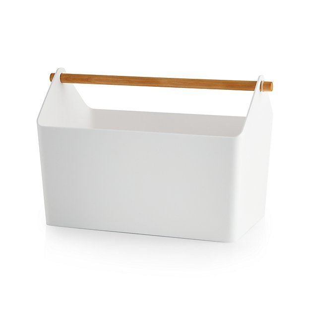 Yamazaki Favori White Storage Box | Crate and Barrel | Crate & Barrel