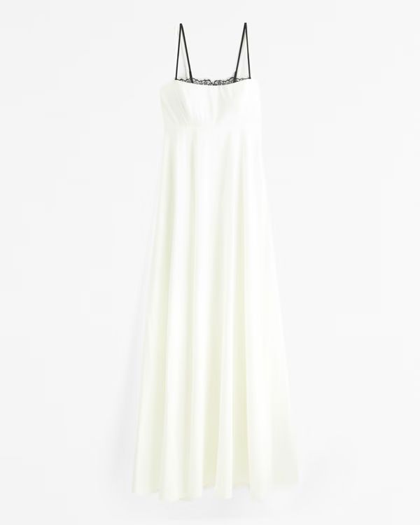 Lace-Trim Taffeta Maxi Dress | Abercrombie & Fitch (US)