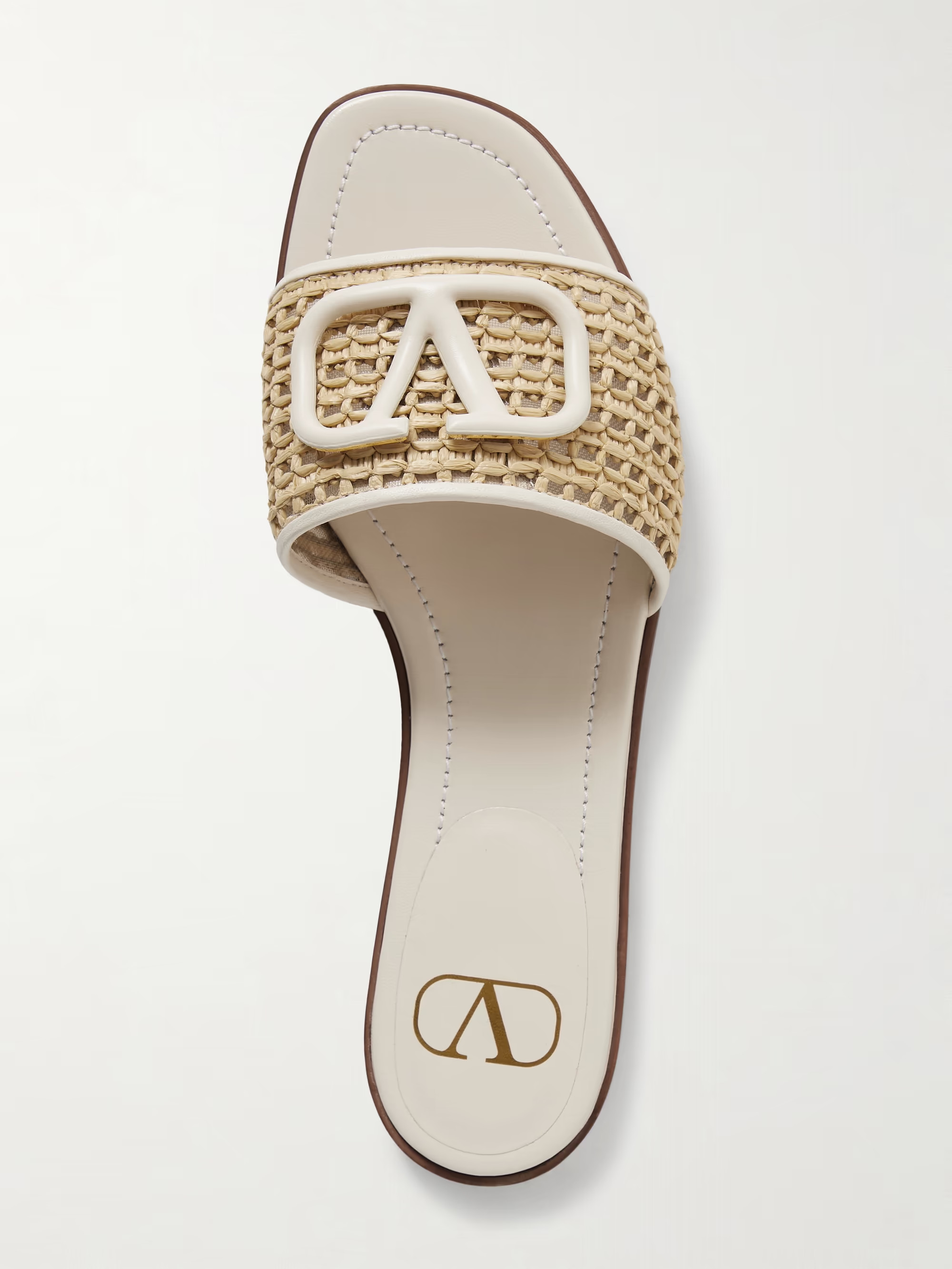 VLOGO embellished leather-trimmed raffia slides | NET-A-PORTER (UK & EU)